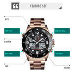 SKMEI 1538 Multi-Function Time Large Dial Steel Belt Men  Casual Sports Electronic Watch