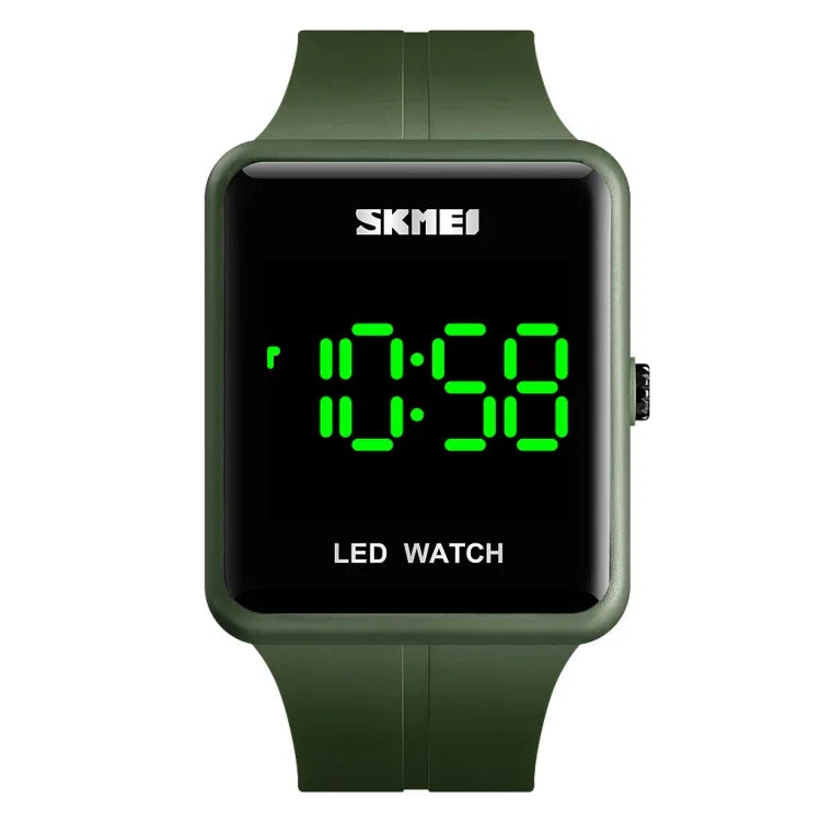 SKMEI 1541 패션 LED 시계 사각 커플 모델 방수 전자 시계 실리콘 시계