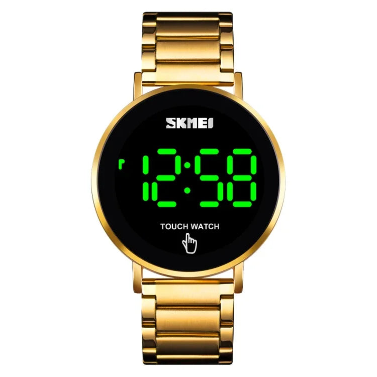 SKMEI 1550 심플하고 스타일리시한 LED 터치 스크린 남성 시계 방수 스테인리스 스틸 전자 시계 포함