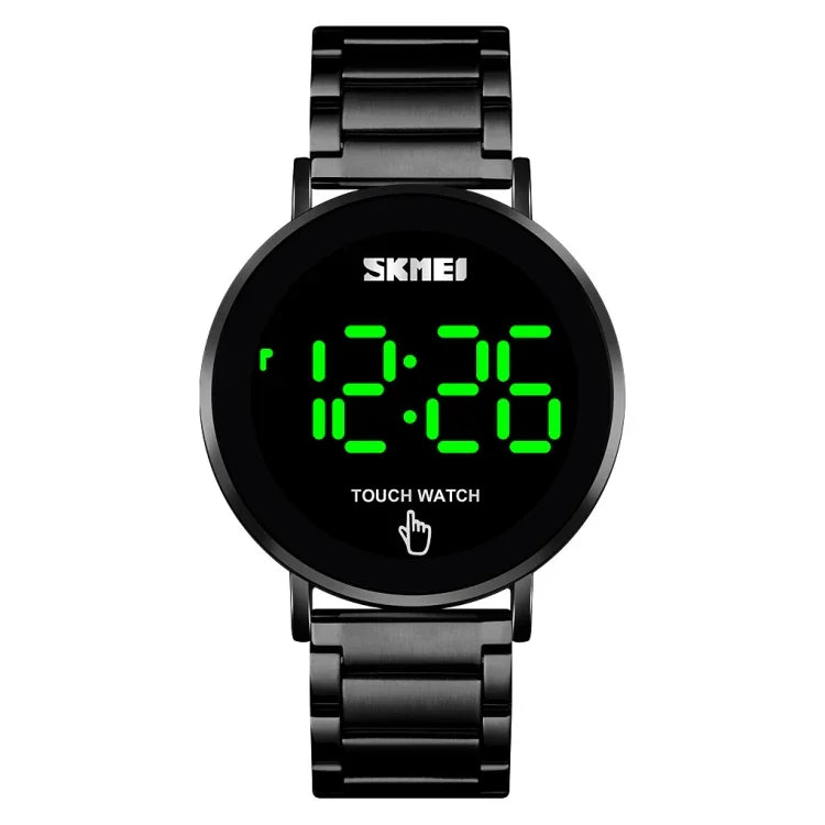 SKMEI 1550 심플하고 스타일리시한 LED 터치 스크린 남성 시계 방수 스테인리스 스틸 전자 시계 포함