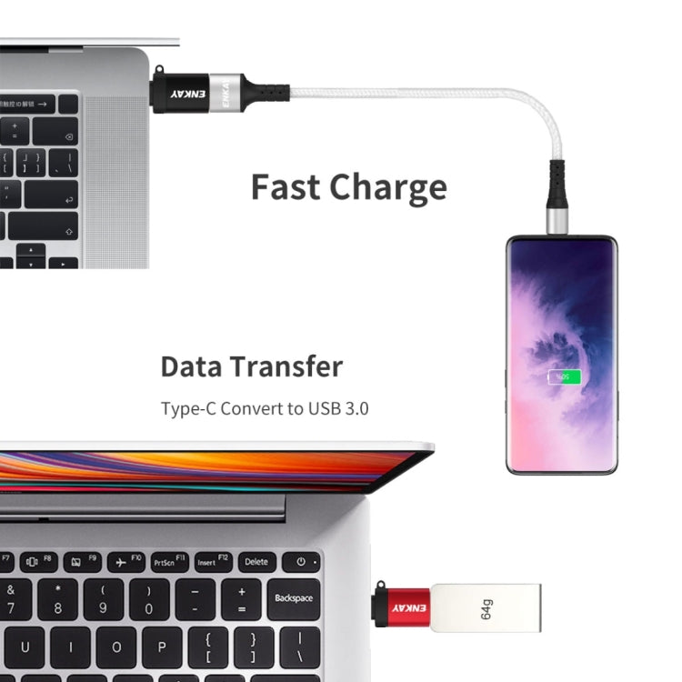 ENKAY ENK-AT101 알루미늄 합금 USB-C / 타입-C to USB 3.0 OTG 데이터 어댑터 컨버터, ENK-AT101