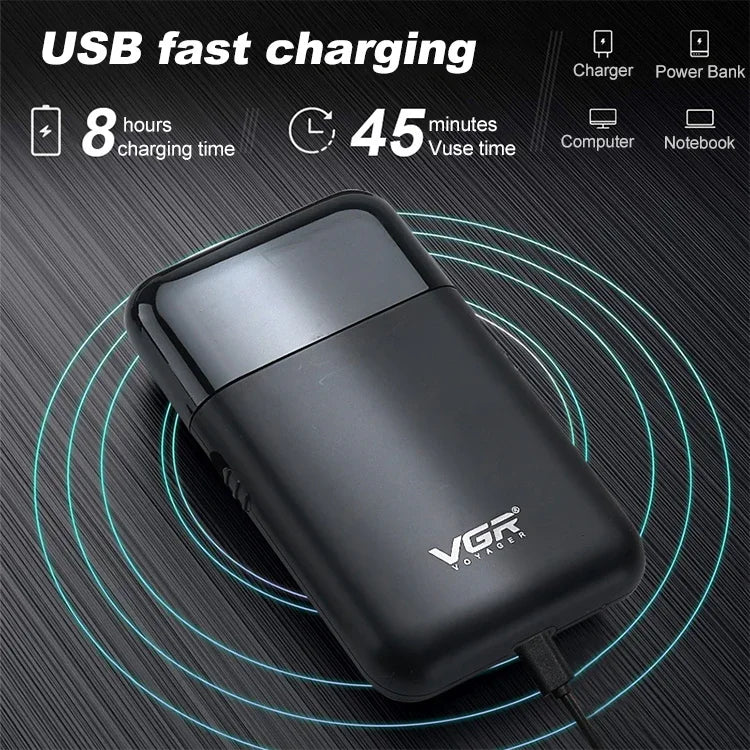 VGR V-390 5W USB 휴대용 왕복식 전기 면도기, V-390 (블랙), V-390 (그린)