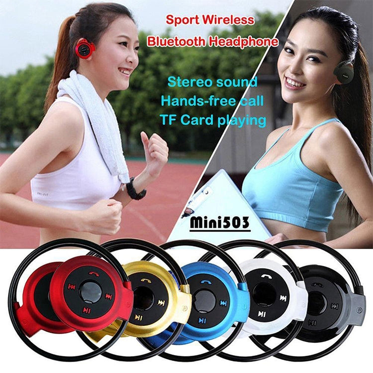 NVAHVA MP3 플레이어 블루투스 헤드폰, 무선 스포츠 헤드셋 MP3 플레이어 FM 라디오 포함, 스테레오 이어폰 TF 카드 MP3 최대 32GB, mini-503 블루, mini-503 골드, mini-503 블랙, mini-503 레드