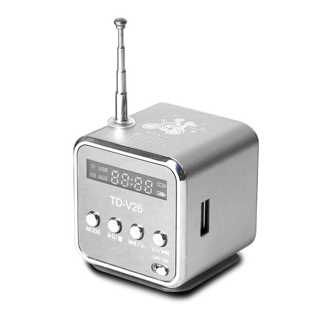 FM 미니 다기능 라디오 USB 노트북 스피커 TV 휴대폰 지원 SD/TF 카드 MP3 음악 플레이어 휴대용 스피커