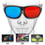 빨강 파랑 3D 안경 아날로그 프레임 3D 비전 안경, 게임 스테레오 영화 입체 안경 플라스틱 안경, 빨강 파랑