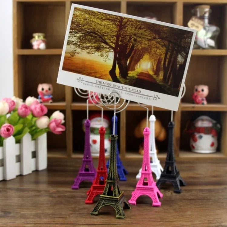 Mini Eiffel Tower Shape Desktop Statue Information Notecard Holder Photo Clip Home Art Deco Gift, Random Color Delivery, Eiffel Tower Shape Card Holder