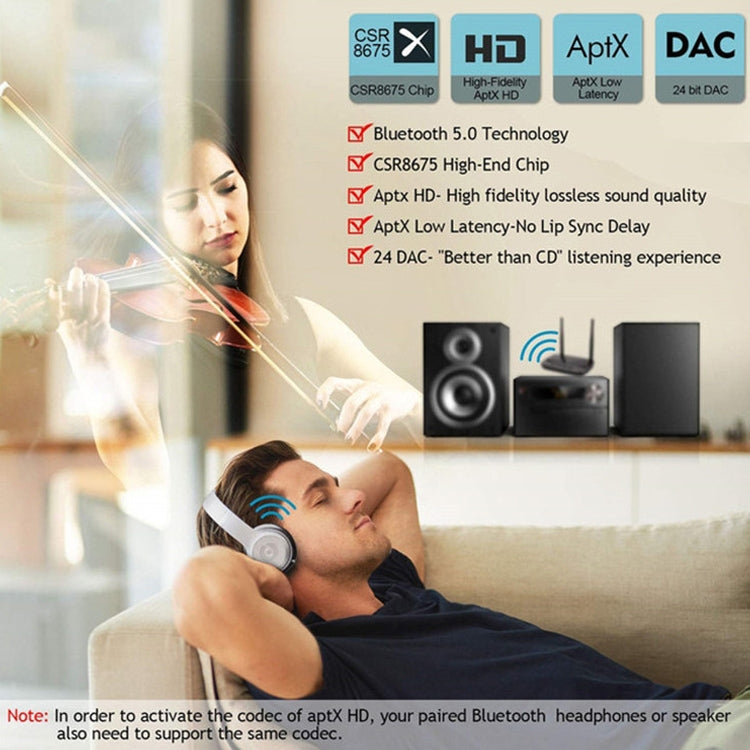 VIKEFON BT-21 블루투스 5.0 어댑터 블루투스 오디오 트랜스미터 리시버