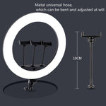 HQ-18N 18인치 45cm LED 링 브이로그 촬영 비디오 조명 키트 리모컨 & 휴대폰 클램프 & 2.1m 삼각대 마운트 포함, EU 플러그, 18인치