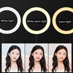 HQ-18N 18인치 45cm LED 링 브이로그 촬영 비디오 조명 키트 리모컨 & 휴대폰 클램프 & 2.1m 삼각대 마운트 포함, EU 플러그, 18인치