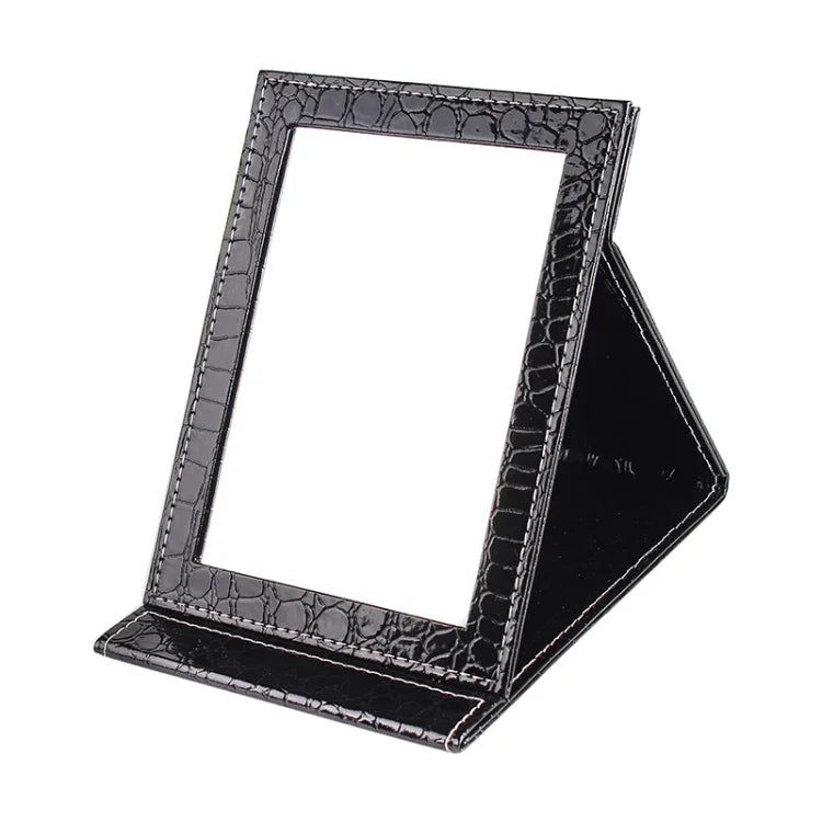 사각 스탠드 가죽 메이크업 거울 악어무늬 휴대용 화장 거울, 블랙 L 18x25.5x1.6CM, 블랙 M 15x20.5x1.6CM, 블랙 S 12x17.5x1.6CM, 브라운 L 18x25.5x1.6CM, 브라운 M 15x20.5x1.6CM, 브라운 S 12x17.5x1.6CM, 레드 L 18x25.5x1.6CM, 레드 M 15x20.5x1....