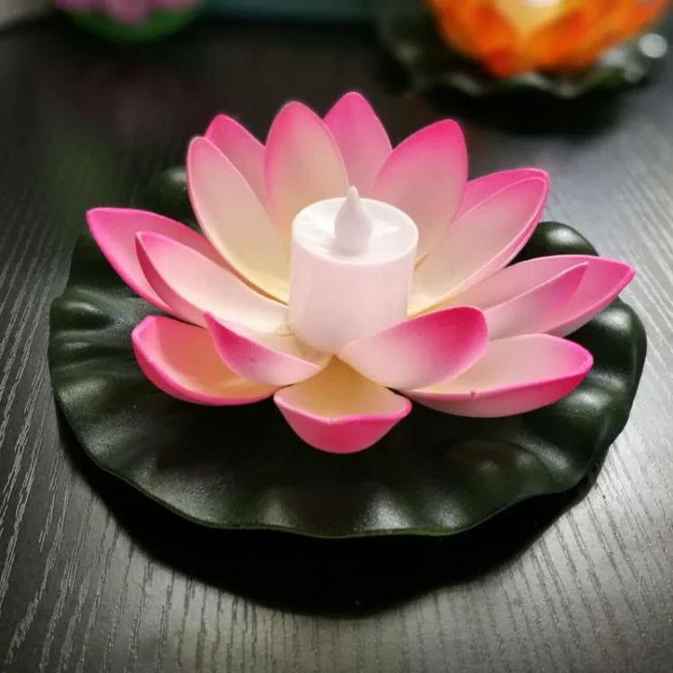 3색 LED 투광등 인공 연꽃 떠다니는 꽃 모양 램프 야외 수영장 소원 파티용