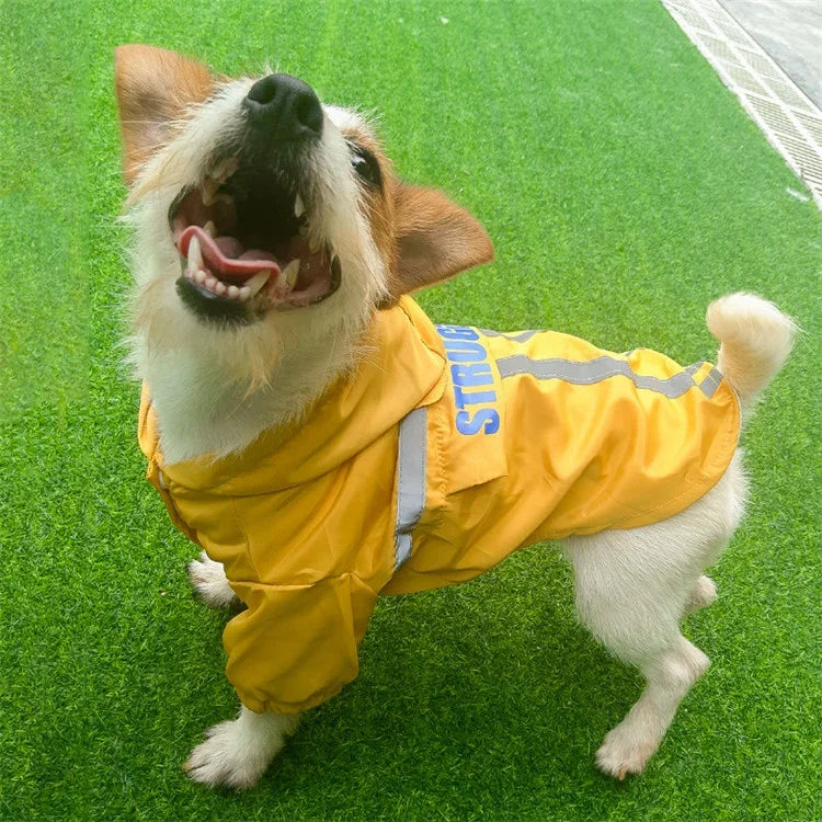 접이식 반사 줄무늬 후드 애완동물 우비 강아지 방수 옷, S, M, L, XL, XXL