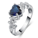 925 Sterling Silver Women Heart Pattern Diamond Ring, 10