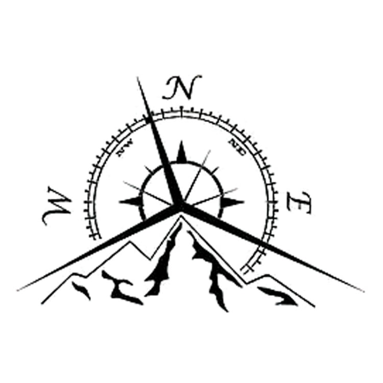 5 PCS NSWE Fashion Mountains Compass Rose Decal Nautical Compass Navigate Car Sticker, Size: 13.7x9.4cm, 5 PCS Black, 5 PCS  Silver