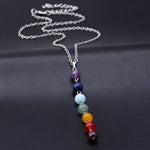 7 Color Natural Stone Beads Pendant Necklace Women Yoga Reiki Healing Balancing Necklaces Charms Jewelry