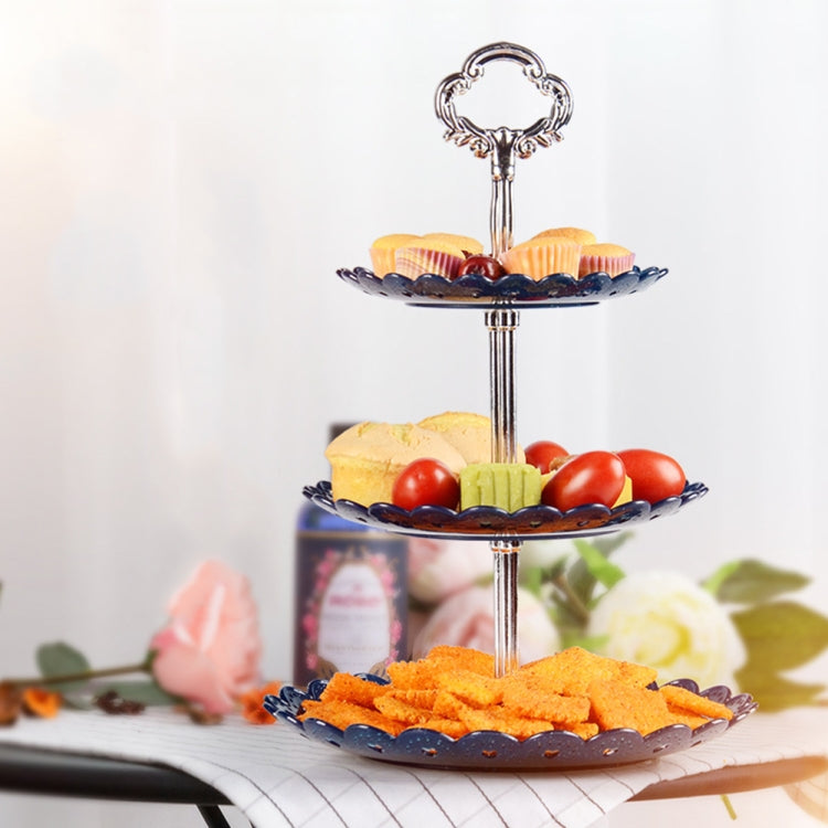 파티 생일 3단 과일 접시 케이크 스탠드 디저트 보관대, 투명