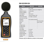 SNDWAY 휴대용 고정밀 소음 데시벨 미터, SW523, SW524(저장+USB 통신)