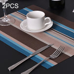 2 PCS Kitchen Dinning Table Placemat Napkins Heat Resistant PVC Stripe Mat Placemats Manteles Doilies Coaster Cup Pad