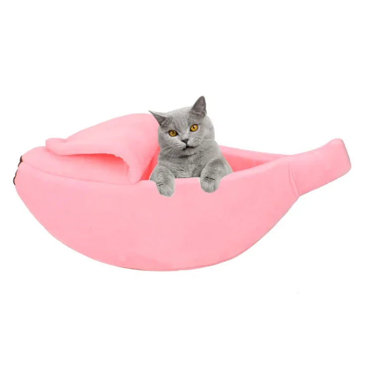 창의적인 개집 바나나 모양 고양이 모래 겨울용 따뜻한 반려동물 둥지, S, M, L, XL