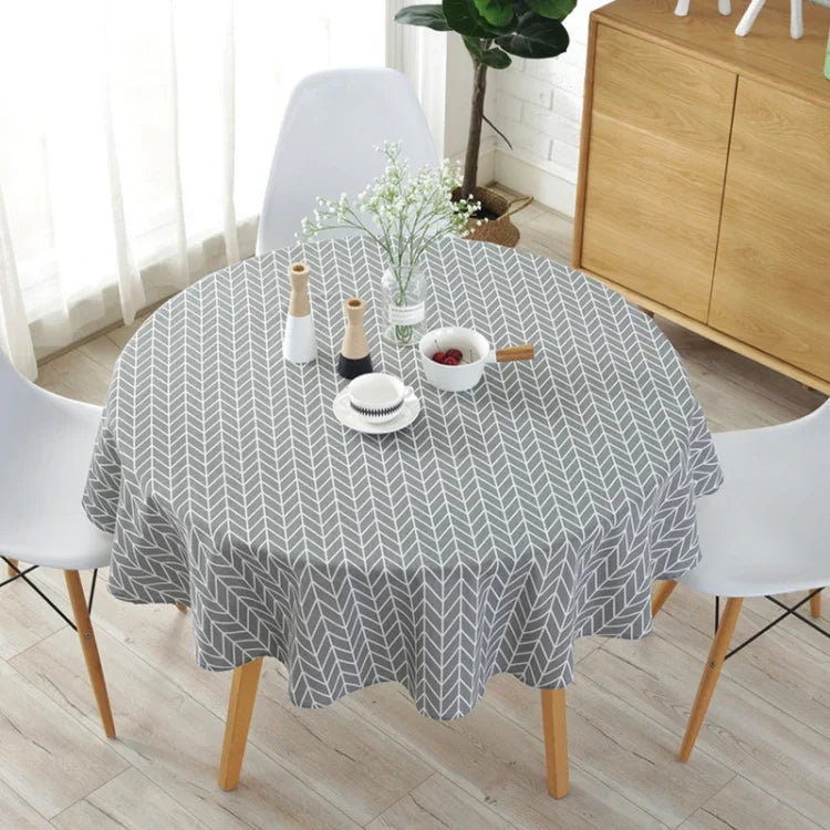 폴리에스터 면 원형 테이블보 방진 면 린넨 인쇄 테이블보, 100cm, 120cm, 150cm