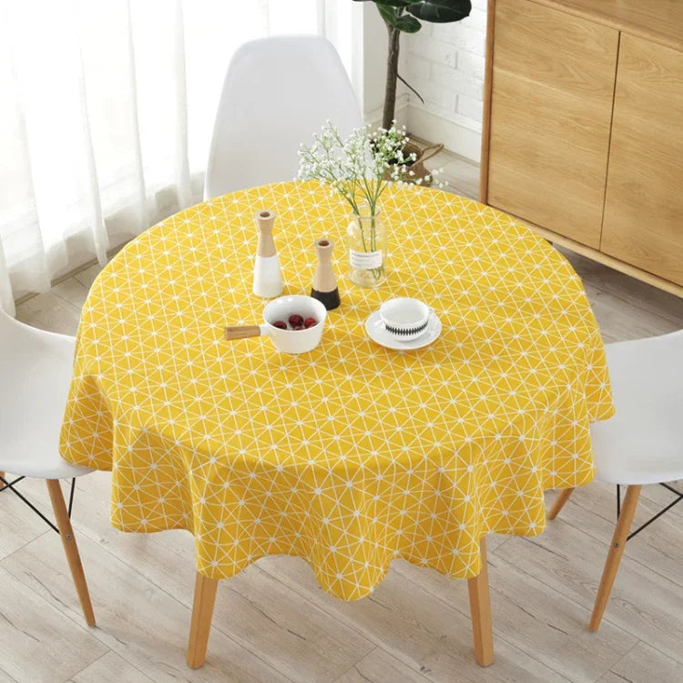폴리에스터 면 원형 테이블보 방진 면 린넨 인쇄 테이블보, 100cm, 120cm, 150cm