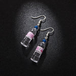 Personalized Mineral Water Bottles Earring Cute Simple and Elegant Earring, pink, blue