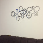 Wall Clock 3D Three-dimensional Acrylic Fashion Mirror Wall Stickers Clock DIY Circle Combination Decorative Clock