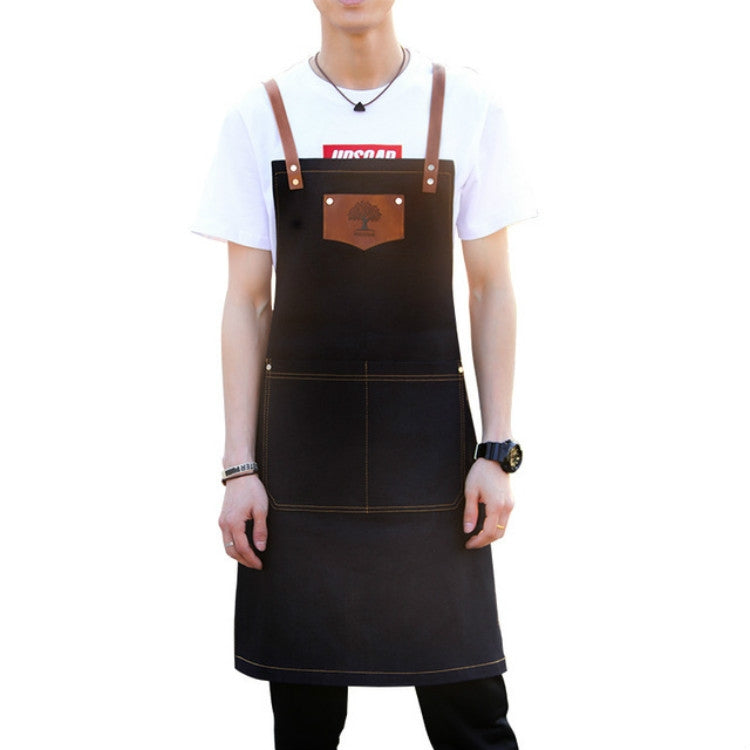 데님 숲 패턴 앞치마 드로잉 미용사 작업복