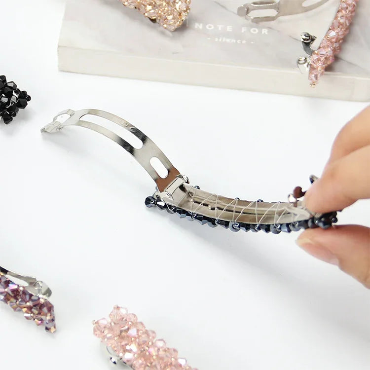 Fashion Girls Headwear Crystal Rhinestone Elastic Hair Clip Hair Accessories