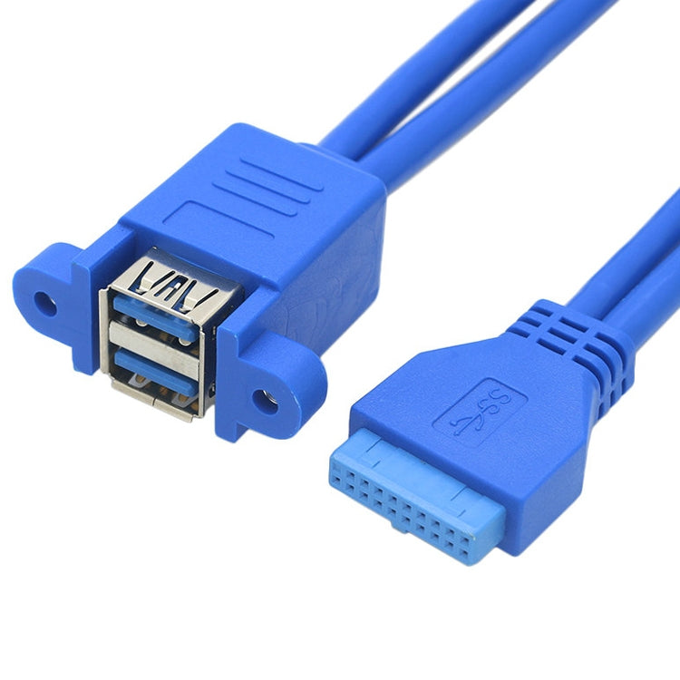 마더보드 20핀 회전형 더블 USB3.0 연장 케이블 이어 배플 케이블 포함, 블루