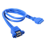 마더보드 20핀 회전형 더블 USB3.0 연장 케이블 이어 배플 케이블 포함, 블루