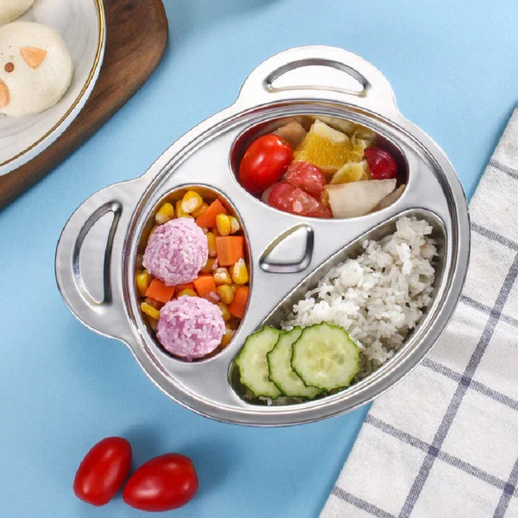 어린이 가정용 스테인리스 그리드 만화 식사 접시, 식사 접시