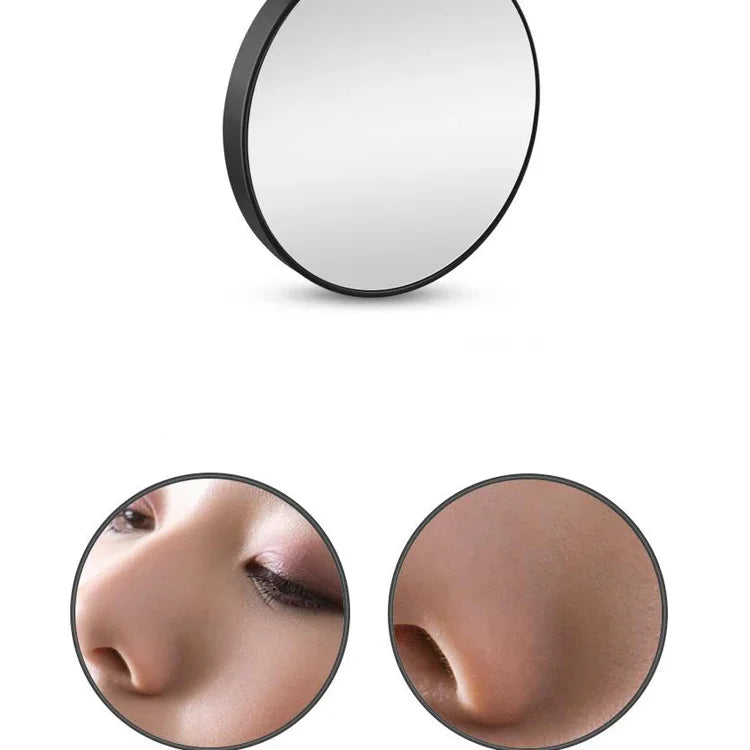 흡착 컵이 있는 확대경 소형 원형 거울 메이크업 거울 8.8cm 확대 메이크업 거울, 블랙 10배, 블랙 5배