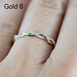 Woman Classical Cubic Zirconia Twist Shape Ring, gold, rose gold, sliver