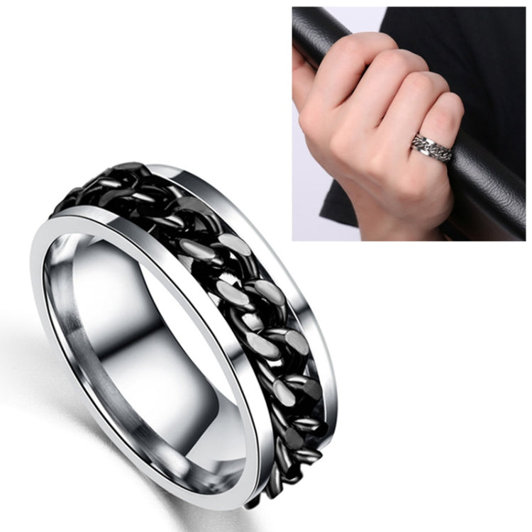 Punk Rock Stainless Steel Rotatable Chain Rings, 7, 9, 10, 11, 6, 8