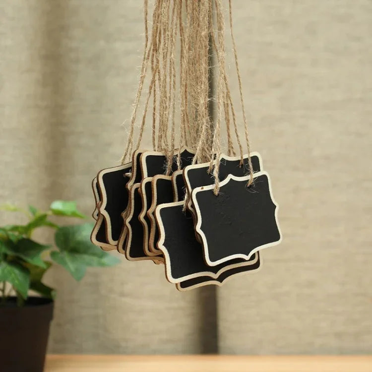 12 PCS Mini Blackboard Wood Message Board Chalkboard with String Wedding Home Party Decor, Wooden Blackboard 3