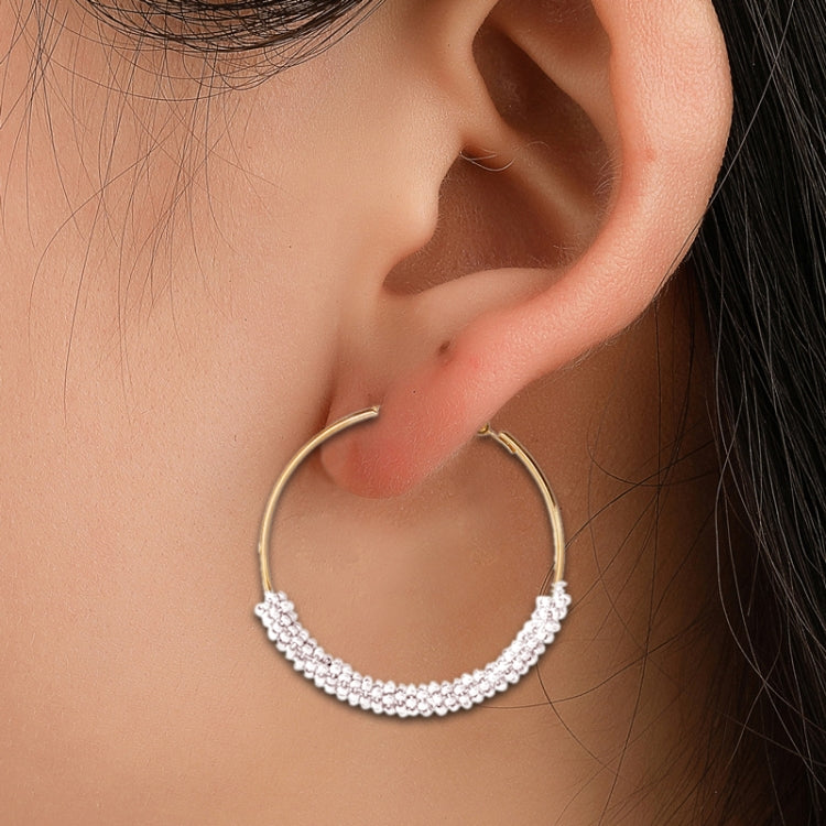 Women Hoop Earrings Ethnic Vintage Bead Boho Earrings Statement Jewelry, black, blue, Gold, multicolor, pink, silver, white