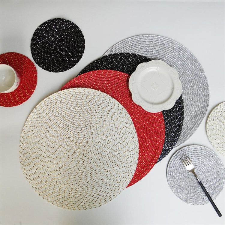 2개 세트 PP 원형 타원형 짜임 식탁 매트, 지름 36cm, 지름 18cm