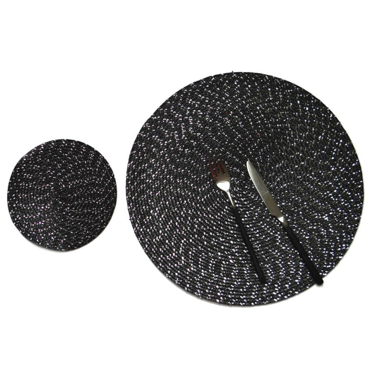 2개 세트 PP 원형 타원형 짜임 식탁 매트, 지름 36cm, 지름 18cm