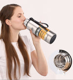야외용 보온 휴대용 대용량 단열 컵, 500ml, 750ml, 1000ml, 1500ml