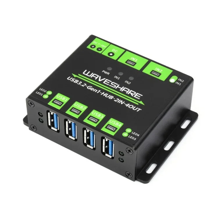 Waveshare 23929 USB 허브, 4 x USB 3.2 포트 확장, 스위치 가능한 듀얼 호스트, 다중 보호, 23929