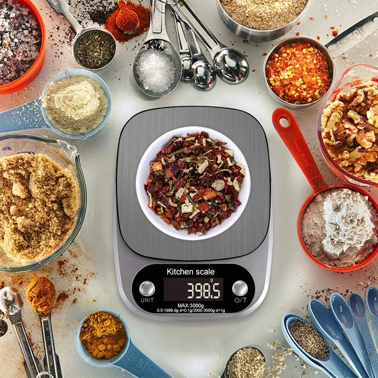 BOH-C305 주방용 스테인리스 스틸 LCD 전자 저울, 사양: 3kg/0.1g, 3kg/0.1g