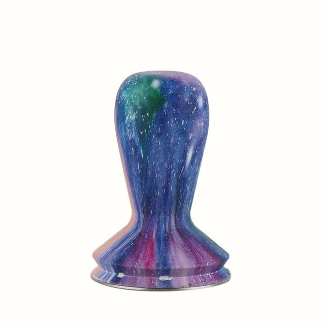 58mm 커피 템퍼 컬러 실리콘 무광 손잡이 커피 망치 304 스테인리스 스틸 가루 프레스 커피 액세서리, 별하늘, 밀크 화이트
