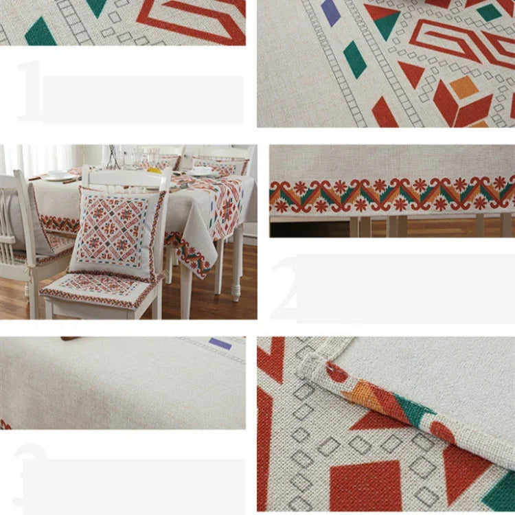 레트로 패턴 린넨 테이블보 저녁 식사용 홈 데코 방진 테이블 커버, 85x85cm, 110x110cm, 110x160cm, 130x180cm