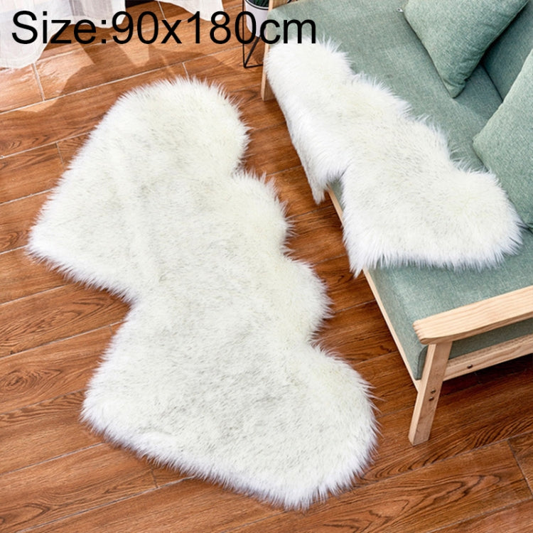 창의적인 더블 하트 인조 양모 카펫 소파 쿠션 매트 플러시 침실 거실 바닥 러그, 90x180cm