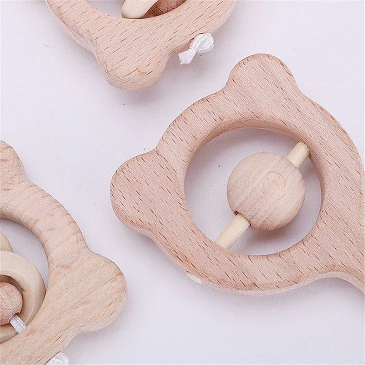아기 퍼즐 조기 교육 손 딸랑이 나무 장난감, 곰 벨, 곰 큰 구슬, 곰 작은 구슬, 곰 단일 구슬, 부엉이 벨