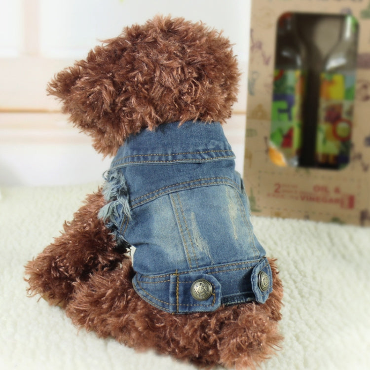 복고풍 개성 데님 소형 조끼 반려동물 강아지 옷 반려동물 재킷, L, XL, XS, M