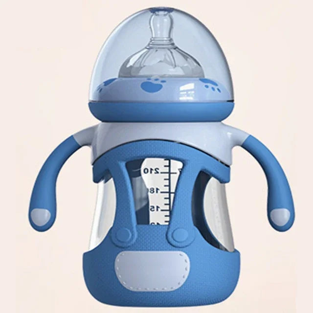고붕규산 유리 아기 젖병 실리콘 슬리브 포함, 240ml