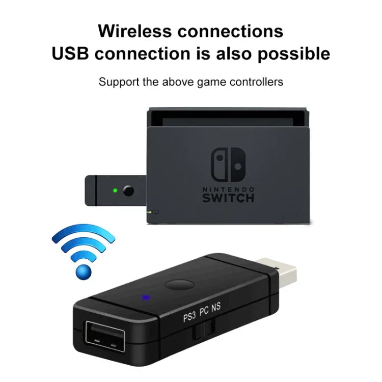 JYS-130 무선 블루투스 게임패드 변환기 어댑터 PS3 / 스위치 / PC용, PS3 / 스위치 / PC용