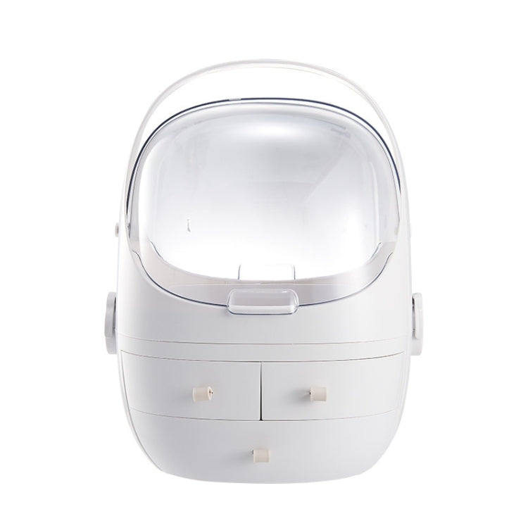 Portable Dust-proof Transparent Round Cosmetic Drawer Type Storage Box, Small Beauty Powder, Small Pearl White